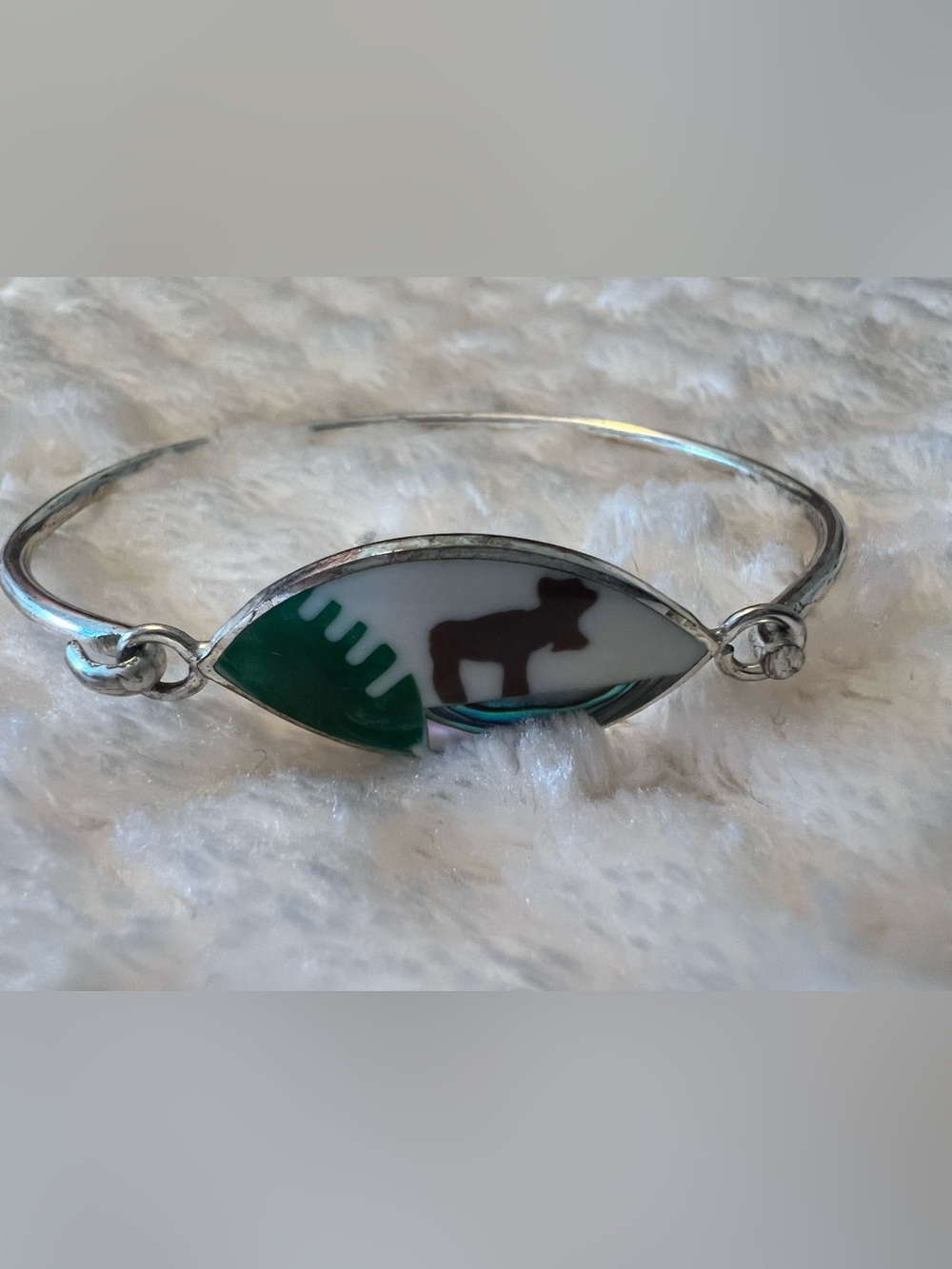 Moose Silver Tone Bangle Cuff Bracelet